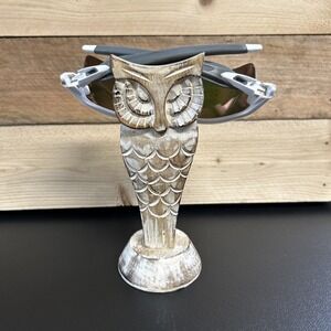 Wooden‎ Owl Sunglasses Eyeglasses Holder Stand Display Rack Distressed